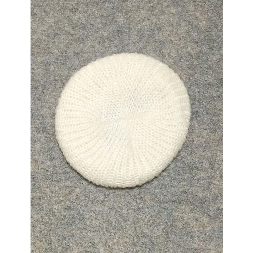 Aris Knit Beret Ivory Cream Fluffy Made USA Adult One Size